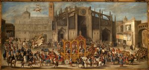 Kutsche der Maskenproklamation. Gemälde von Domingo Martinez (1688-1749) von Domingo Martinez
