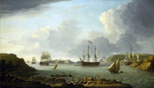 Rückkehr einer Flotte nach Plymouth (England), Beschreibung der Stadt und der Bucht, einschließlich Drake Island und Edgcumbe Mountain