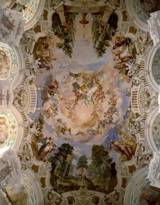 Fresko, das die Kuppel des Klosters Schussenried dekoriert, von Architekt Domenikus Zimmermann (1685-1766) 1730-1731 Schussenried, Deutschland von Dominikus Zimmermann
