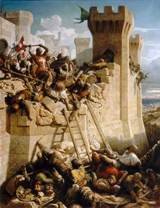 Guillaume de Clermont verteidigt die Mauern bei der Belagerung von Akkon