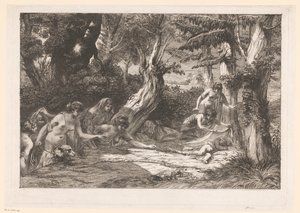 Diana und ihre Nymphen finden den schlafenden Cupido im Wald von Dominique Vivant Denon (baron)