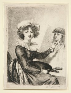 Louise-Elisabeth Vigée-Lebrun, (Mlle Lebrun) nach und im Gegensatz zum Selbstporträt von 1790 in den Uffizien