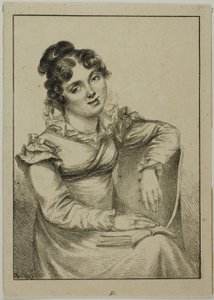 Sitzende junge Frau, die ein offenes Buch hält von Dominique Vivant Denon