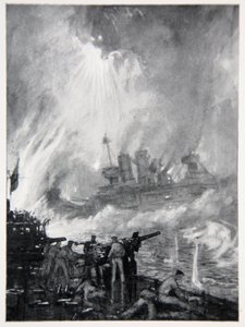 Kämpfe bis zur letzten Kanone: das tapfere Ende der H.M.S. Tiperrary bei Jütland, Illustration aus 