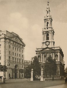 St. Mary-Le-Strand, ausgezeichnet durch moderne Straßenverbreiterung, ca. 1935