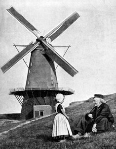 Traditionelle niederländische Szene mit Windmühle, Holland, 1936 von Donald McLeish