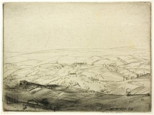 Skizze von den Mauern von San Gimignano