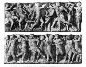 Tanzende Putti-Panel, von der Cantoria, der Singgalerie des Doms (Marmor)