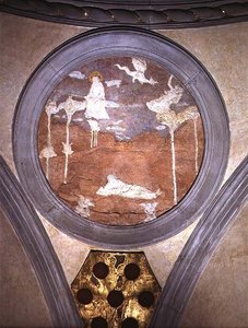 St. Johannes auf Patmos, Spandrel-Medaillon, ca. 1425