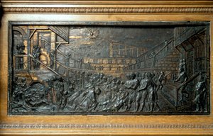 Das Wunder des Heiligen Antonius, das Wiederanbringen des Fußes, Tafel vom Hauptaltar (Bronzerelief) von Donatello