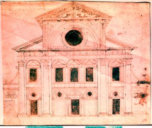 Entwurf für die Fassade einer Kirche