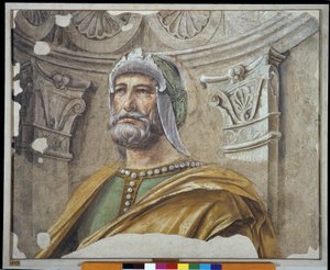 Mann mit Bart und Helm