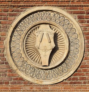 Skulptierte Patera auf der Bramante-Apsis