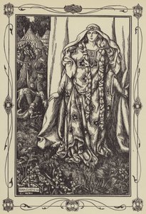An der Tür eines Hauses stand eine Dame von Dora Curtis