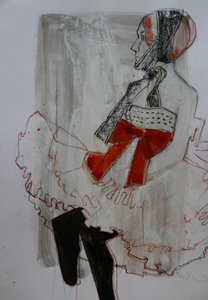 Elegante Frau mit roter Schleife von Doris Schmitz