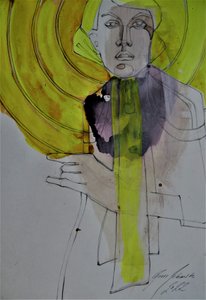 Expressives Gelbes Porträt von Doris Schmitz