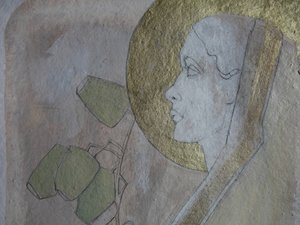 Goldener Heiligenschein Frauenprofil