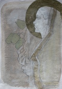 Serenes Profil Goldener Heiligenschein