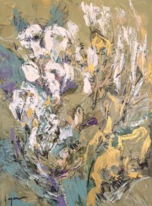 Abstrakte grün-goldene Blumen
