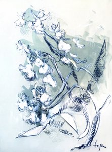 Weiße Orchideenzeichnung