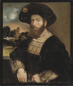 Porträt eines Mannes mit schwarzem Barett (ca. 1530) von Dosso Dossi