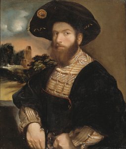 Porträt eines Mannes mit schwarzem Barett von Dosso Dossi