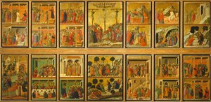 Episoden aus der Passion und Auferstehung Christi, Rückseite der Maestà des Duccio-Altarbildes im Dom von Siena von Duccio di Buoninsegna