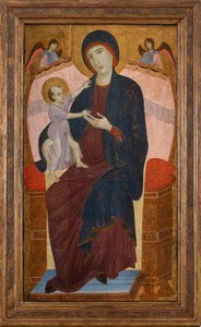 Madonna und Kind auf dem Thron mit Engeln, ca. 1280 von Duccio di Buoninsegna