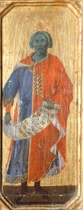 Salomon (Detail) aus der Predella des Maestà-Altars von Duccio im Dom von Siena von Duccio di Buoninsegna