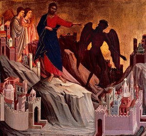Versuchung auf dem Berg (Detail) von Duccio di Buoninsegna