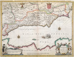 Eine Karte aus dem 17. Jahrhundert der Regionen Granada und Murcia in Spanien