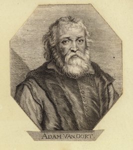 Adam Van Oort, geboren als Adam van Noort, ein belgischer Künstler. Graviert von Johann Georg Waldreich von Dutch School