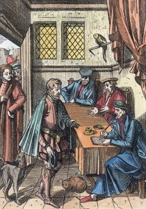 Bailliage oder Tribunal des Königsbailiffs, nach einem Holzstich in Praxis Rerum Civilium von Joos de Damhouder, veröffentlicht in Antwerpen, 1557 (spätere Kolorierung) von Dutch School