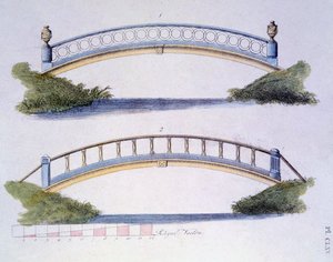 Brückendesigns aus dem Magazin der Gartenschätze von G. van Laar, veröffentlicht 1802 von Dutch School