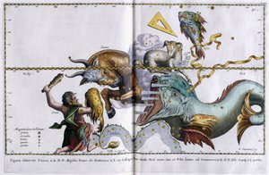 Himmelskarte der Sternbilder: Orion, Stier, Widder und Fische, 1666-1668 von Dutch School