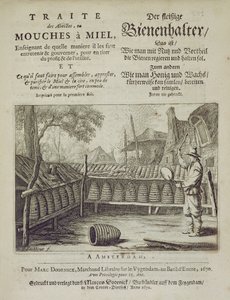 Titelblatt von Traite des Abeilles, ou Mouches a Miel..., gedruckt in Französisch und Deutsch, graviert von G.V. Eckhout, Amsterdam 1670 von Dutch School