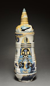 Bedecktes Gefäß, entworfen von Theodorus A. C. Colenbrander (1841-1930), hergestellt von der Rozenburg-Fabrik, Niederlande