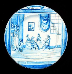 Delfter Teller, der den Monat Februar darstellt von Dutch School