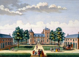 Fassade von Schloss Assumburg, aus Het Zeganpralent Kennemerlant von Hendrick de Leth und Matthias Brouerius Van Nidek, veröffentlicht um 1700-1730