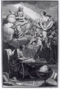 Frontispiz von Elemens de la Philosophie de Neuton von Voltaire, veröffentlicht in Amsterdam, 1738 von Dutch School