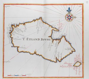 Karte der Insel Bouro, Indonesien von Dutch School