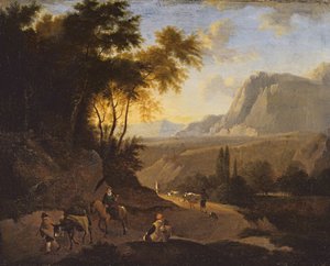 Berglandschaft mit Figuren, späte 17. Jahrhundert von Dutch School