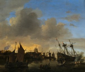 Zahlreiche Schiffe in einem niederländischen Hafen