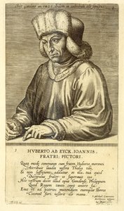 Porträt von Hubert van Eyck (1366-1426) Tafel 1 aus einer Serie von Künstlerporträts, graviert von Theodor Galle (1571-1633) von Dutch School