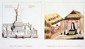 Grab des Gouverneurs von Nagasaki und andere Begräbnisgegenstände, aus Illustrations of Japan von Issac Titsingh, veröffentlicht London 1822 von Dutch School