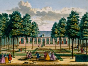 Blick auf das Haus Jagerlust, aus Het Zeganpralent Kennemerlant von Hendrick de Leth und Matthias Brouerius Van Nidek, veröffentlicht um 1700-1730 von Dutch School