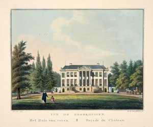 Ansicht von Broekhuisen. Das Haus von vorne. Fassade des Schlosses