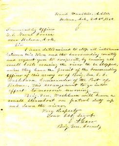 Brief von E. A. Carr, Helena, Arkansas, an den kommandierenden Offizier der U. S. Naval Forces in der Nähe von Helena, Arkansas, 2. Oktober 1862