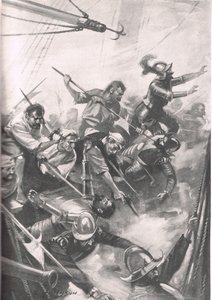 Die Engländer vertreiben die Spanier bei San Juan de Ulua, Illustration aus 
