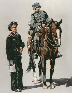 Panzeroffizier und berittener Soldat der deutschen Armee